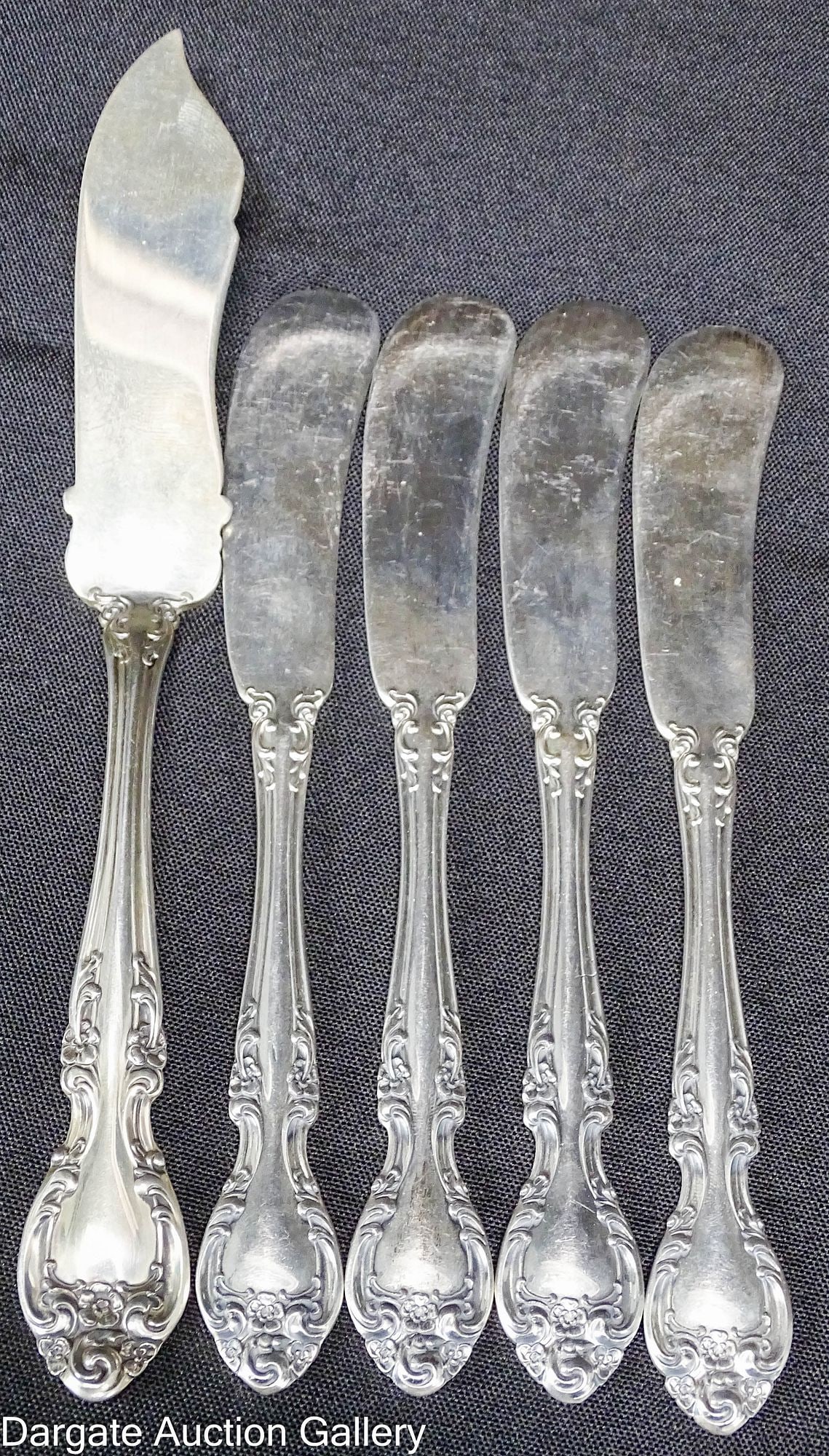 5pcs GORHAM MELROSE SOLID STERLING BUTTER SPREADERS (1 of 5)