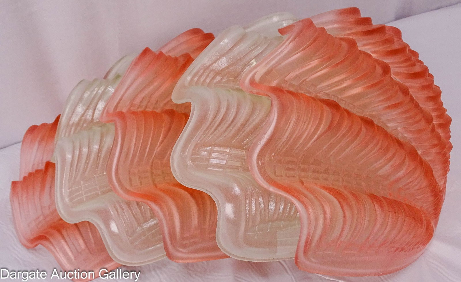 (5) ASSORTED GLASS OYSTER SHELL SLIP SHADES (1 of 17)