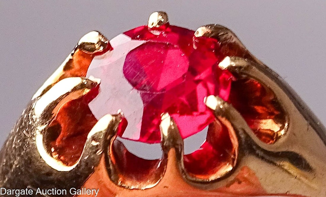 14k YELLOW GOLD RUBY RING - 2