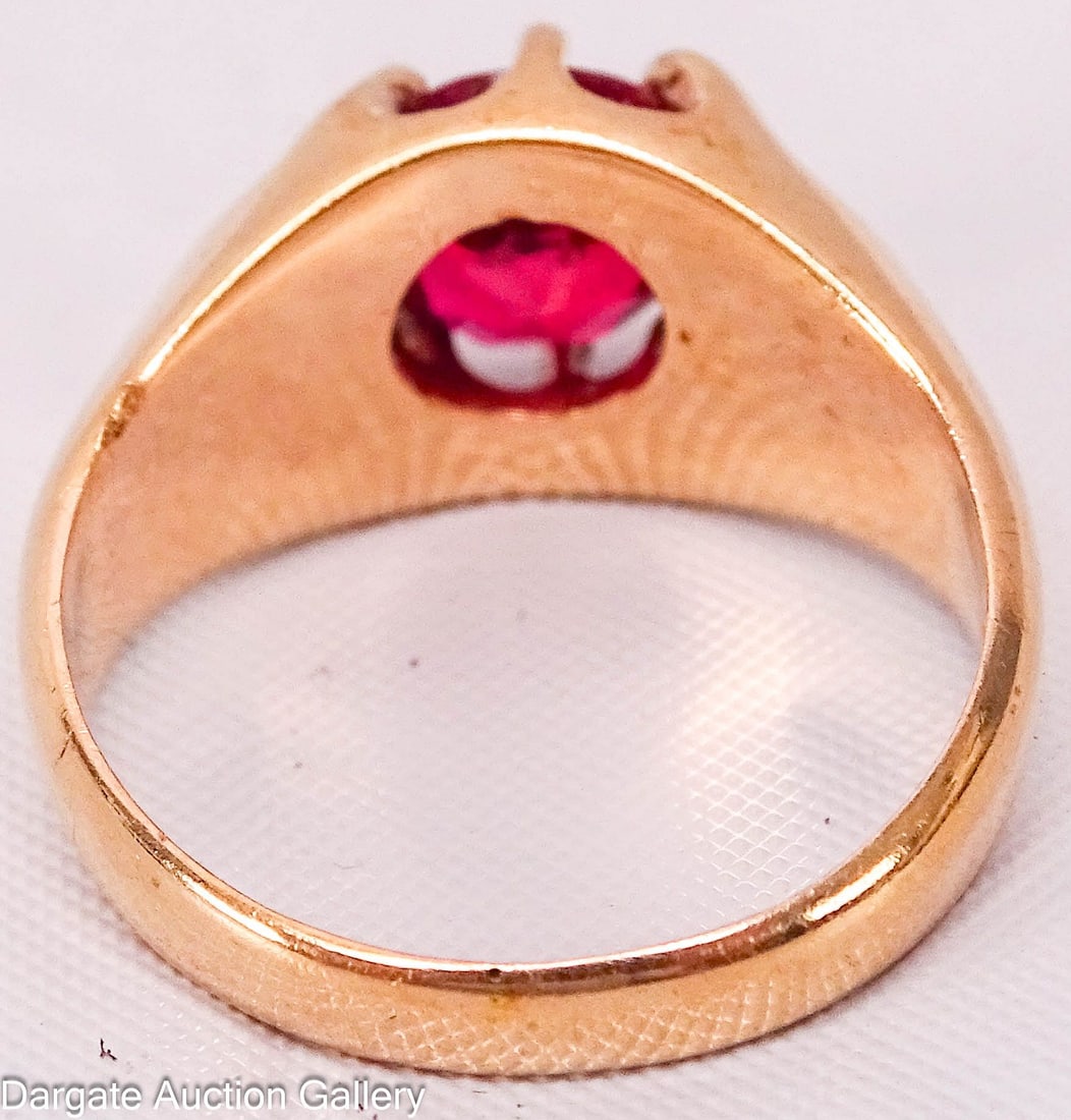 14k YELLOW GOLD RUBY RING - 4