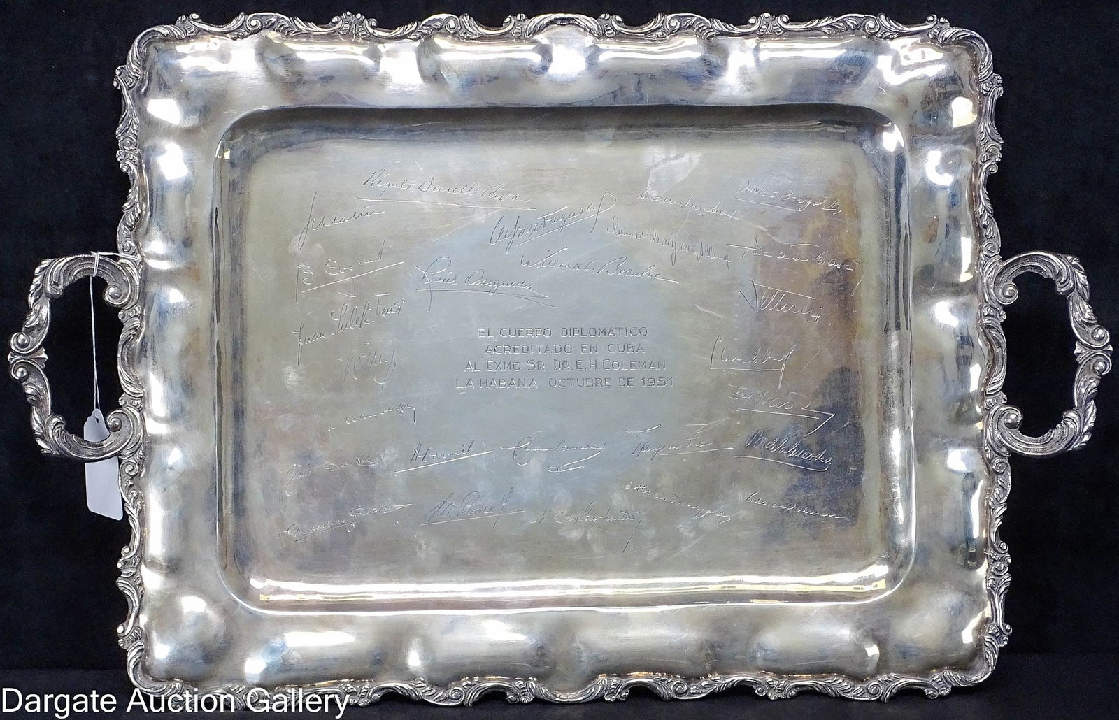 STERLING HANDLED TRAY BELONGING TO COLEMAN FAMILY OF CANADA (1 of 8)