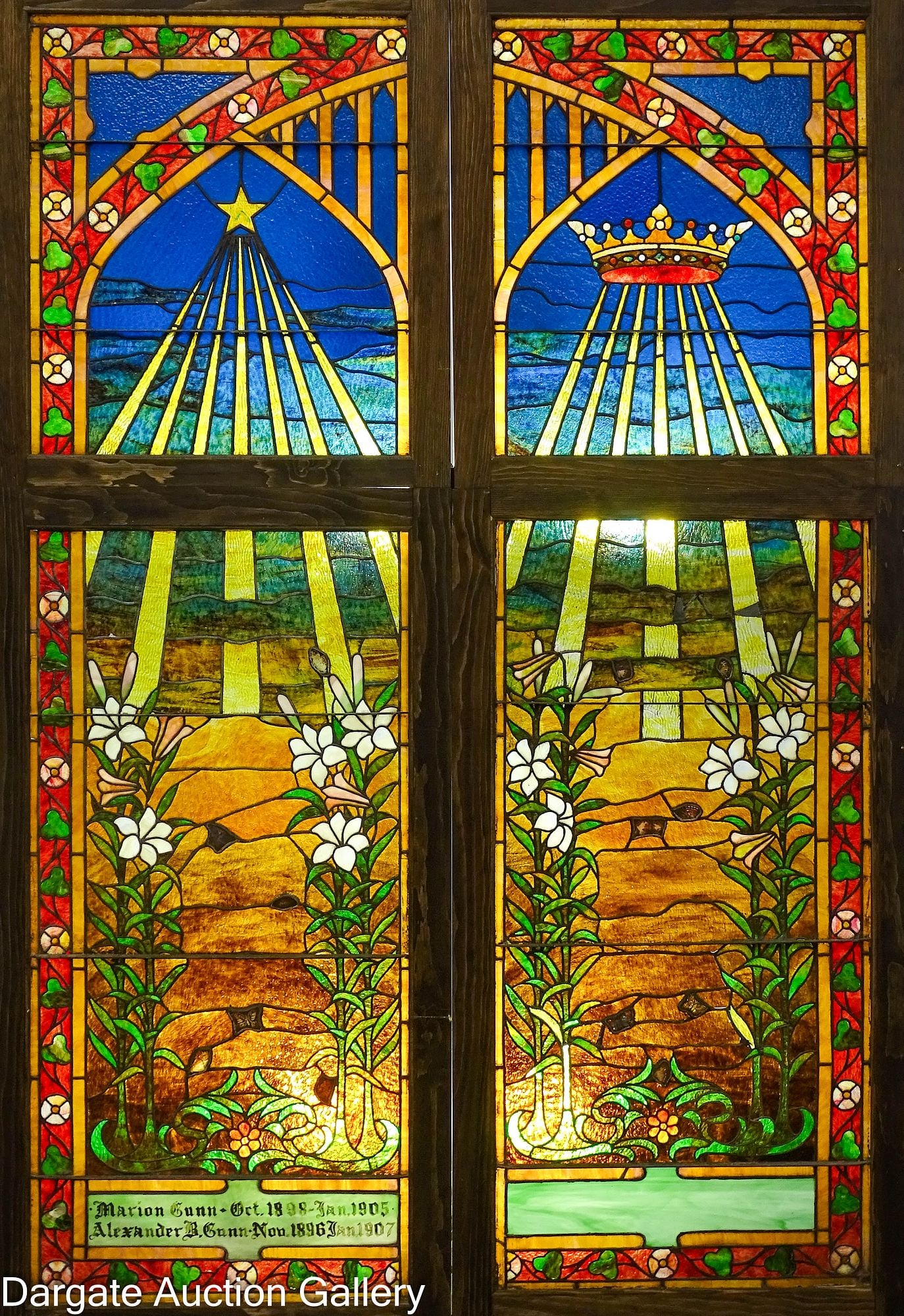 LARGE IMPRESSIVE STAIN GLASS WINDOW PANELS (1 of 20)