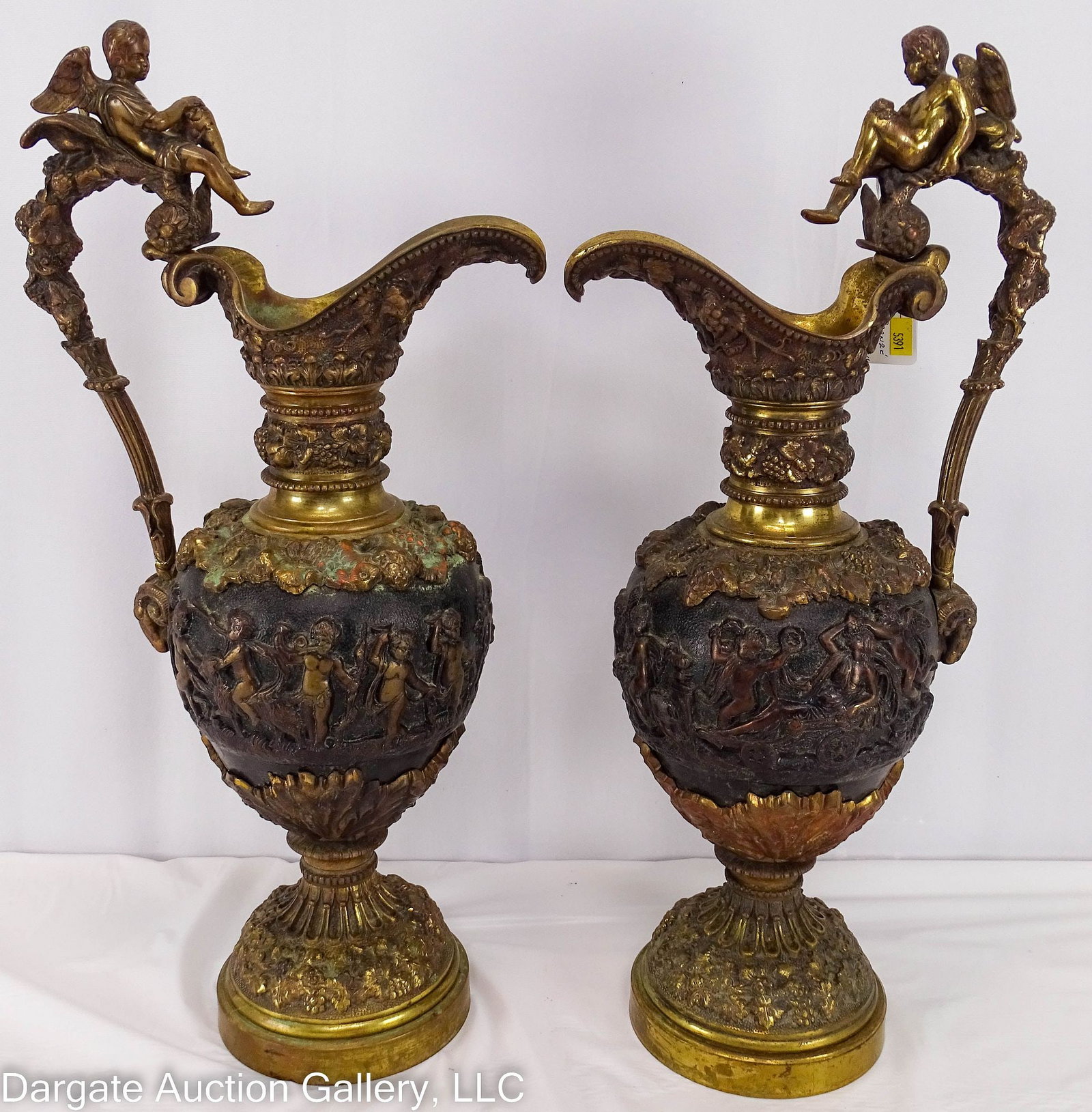 PAIR BRONZE CLODION EWERS (1 of 12)