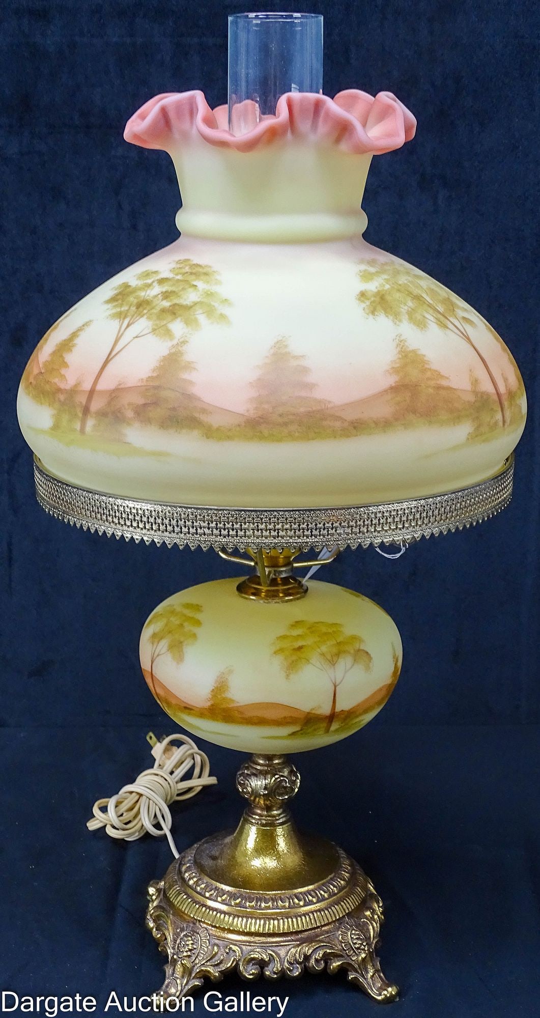 FENTON BURMESE TABLE LAMP SIGNED C. ASH 6401 (1 of 9)