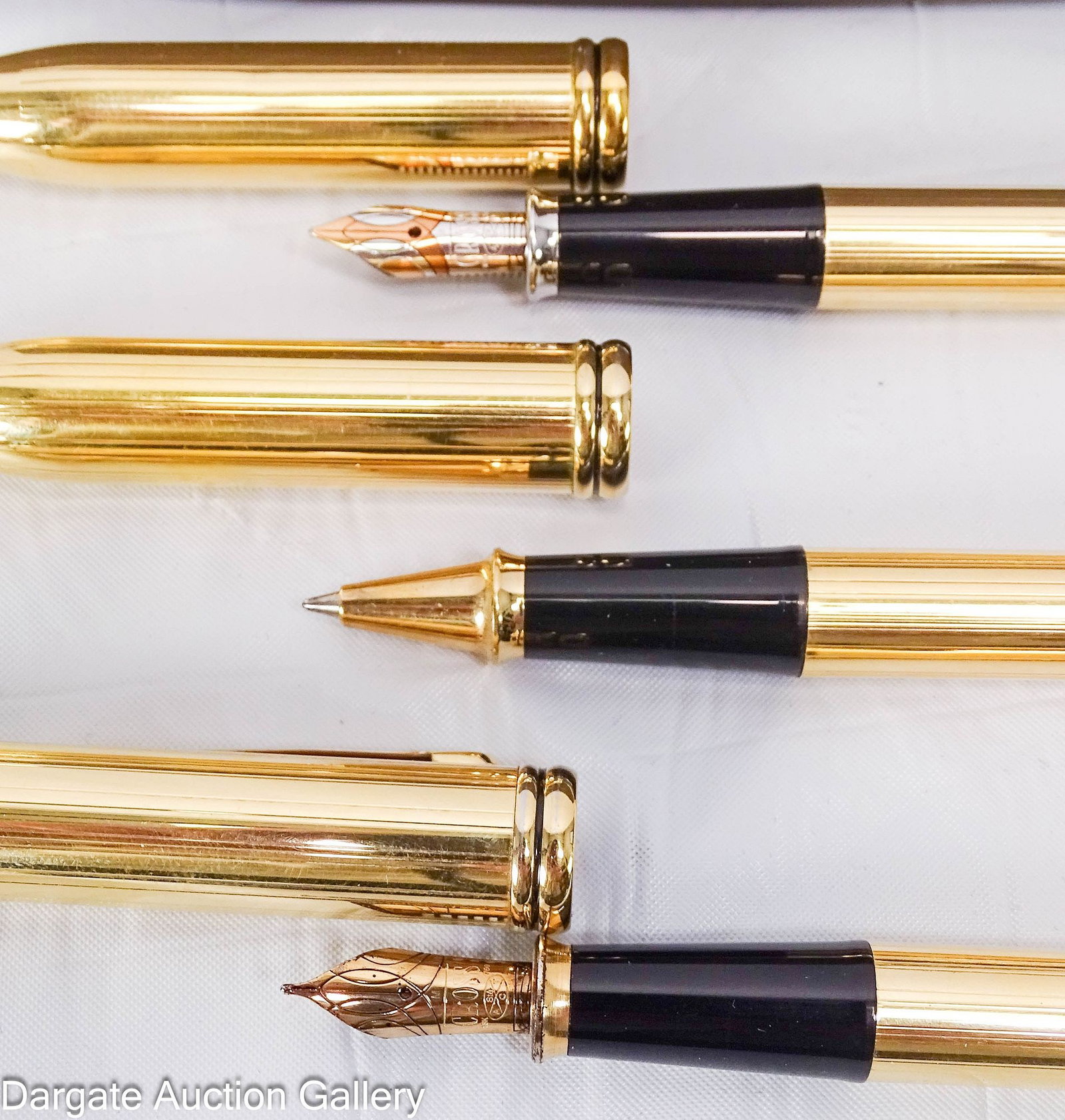 (3) CROSS TOWNSEND PENS w/ GOLD FINISH ballpoint & fountain (1 of 5)