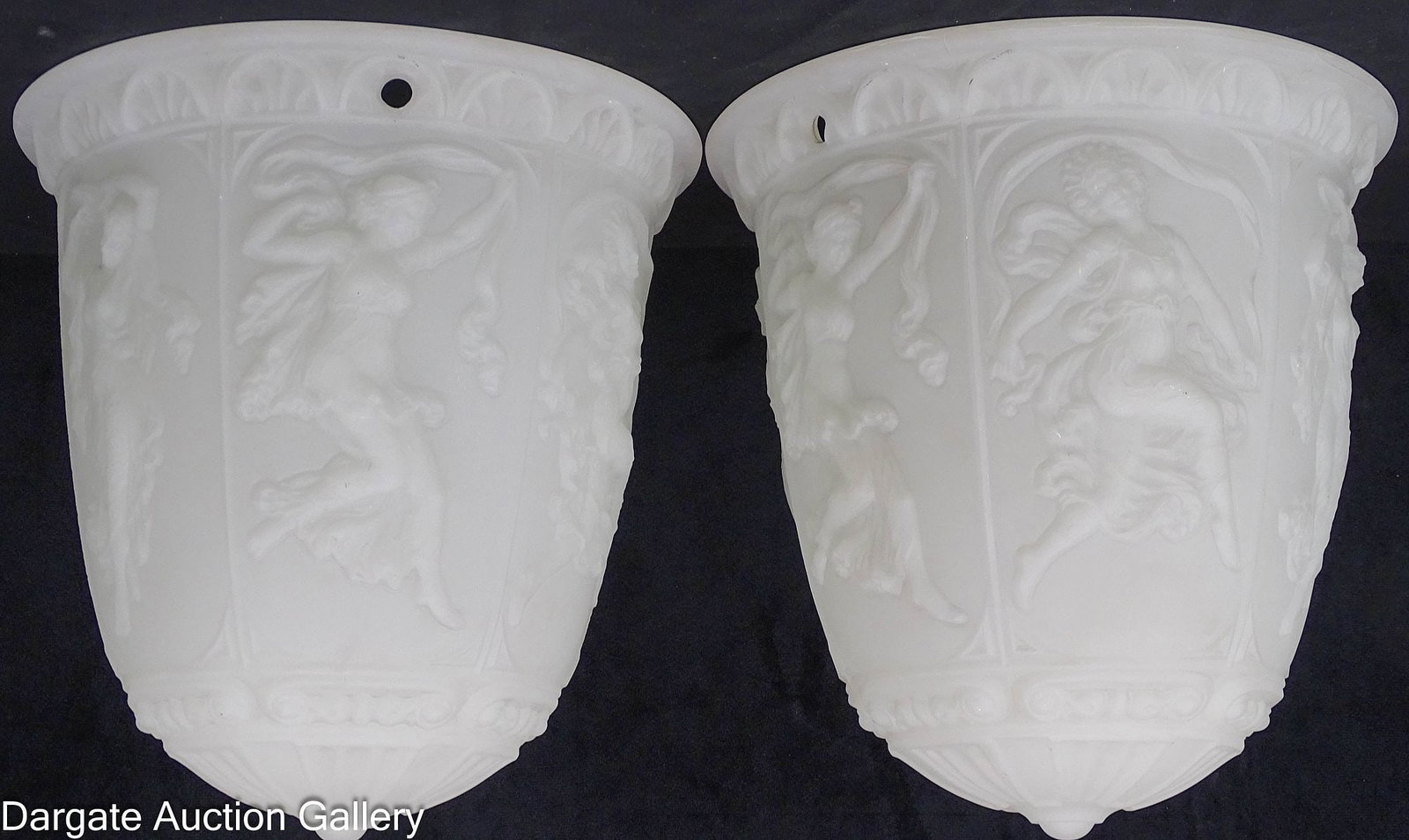 PAIR NEOCLASSIC CLAM BROTH GLASS 3 CHAIN PENDANT SHADES (1 of 7)