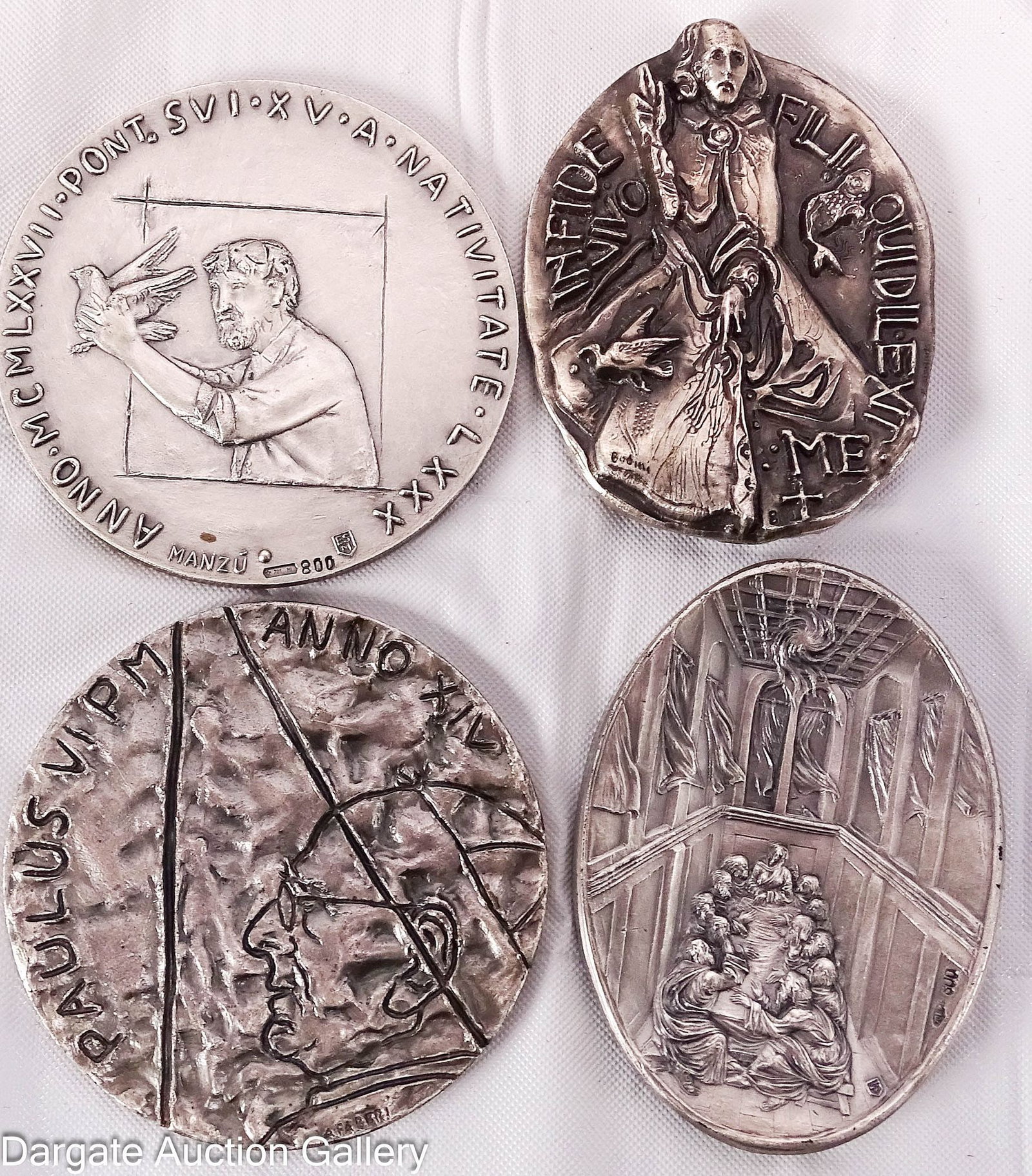 (4) VATICAN CITY 800 SILVER COMMEMORATIVE MEDALS: Includes: Commemorative Medal for Pope Paul VI, from his 6th pontifical year (1968-1969); 43mm, .800 silver, 47.4g Commemorative Medal for Pope Paul VI, from his 14th pontifical year (1976-1977)