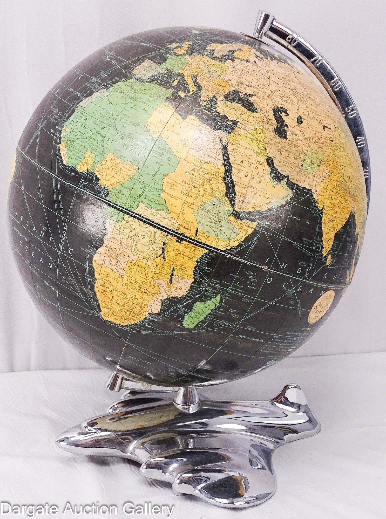 1940s WEBER COSTELLO GLOBE with CHROME AIRPLANE AND BASE (1 of 8)
