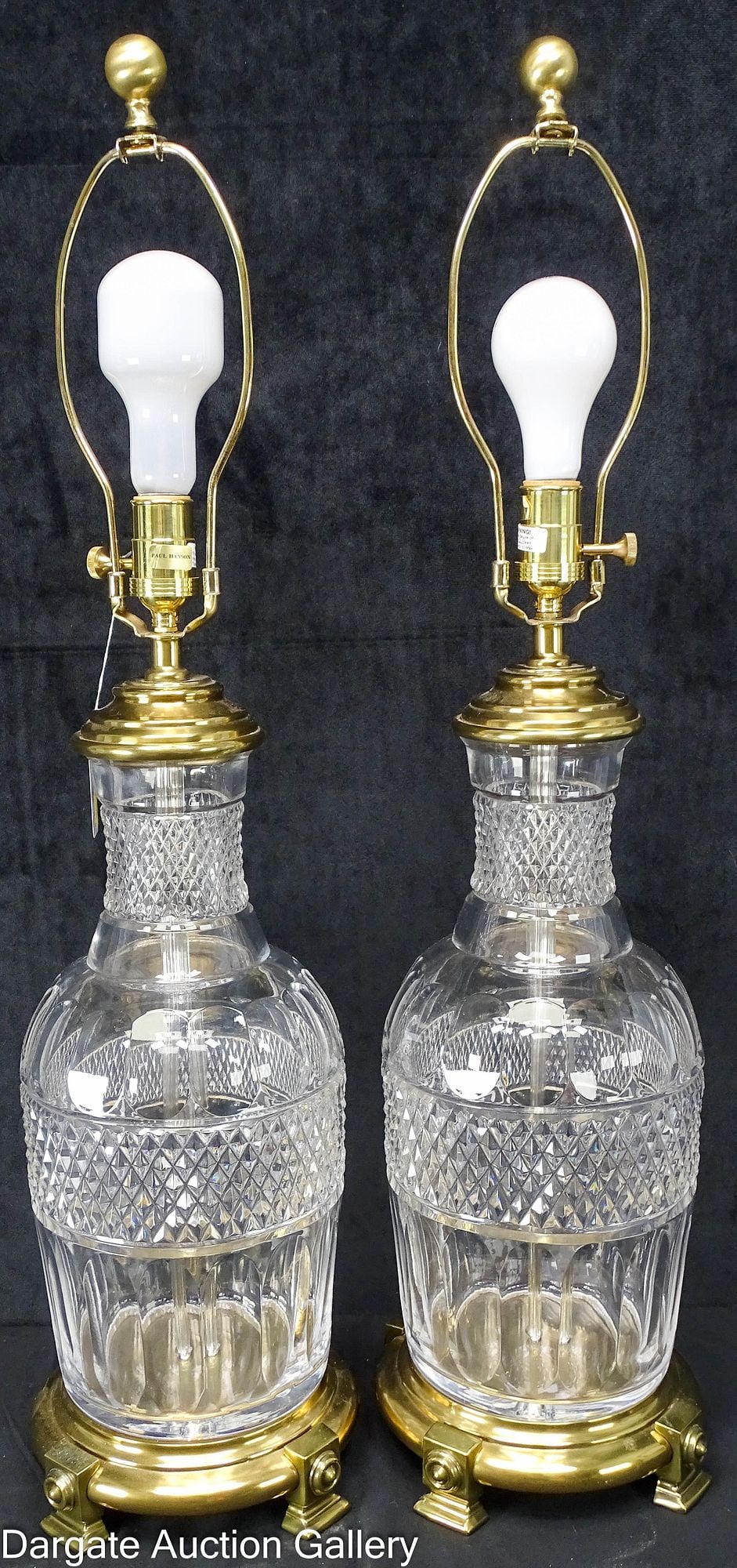 PAIR WATERFORD CRYSTAL AND BRASS TABLE LAMPS (1 of 6)