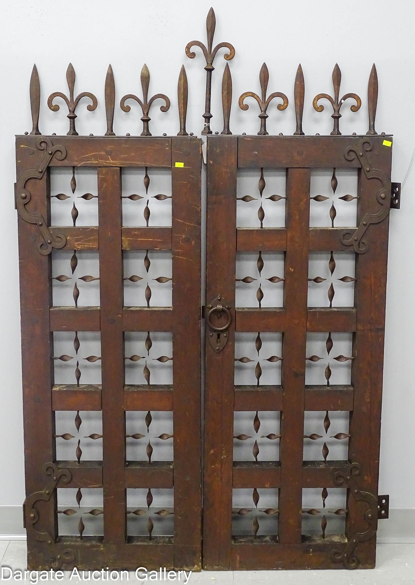 PAIR WOODEN AND WROUGHT IRON DECORATIVE GATE DOORS (1 of 8)