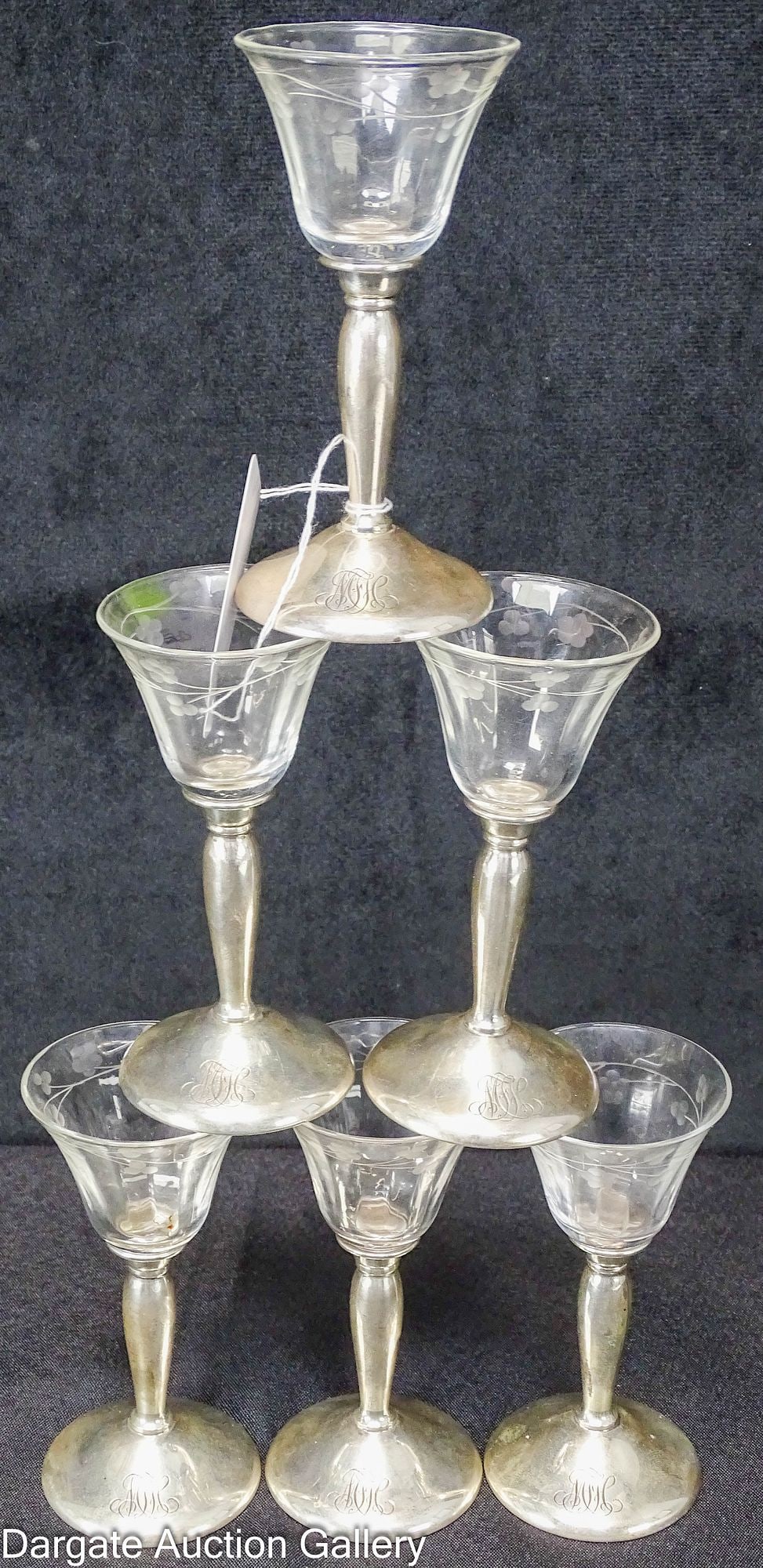 (6) JE CALDWELL STERLING AND GLASS CORDIALS (1 of 7)