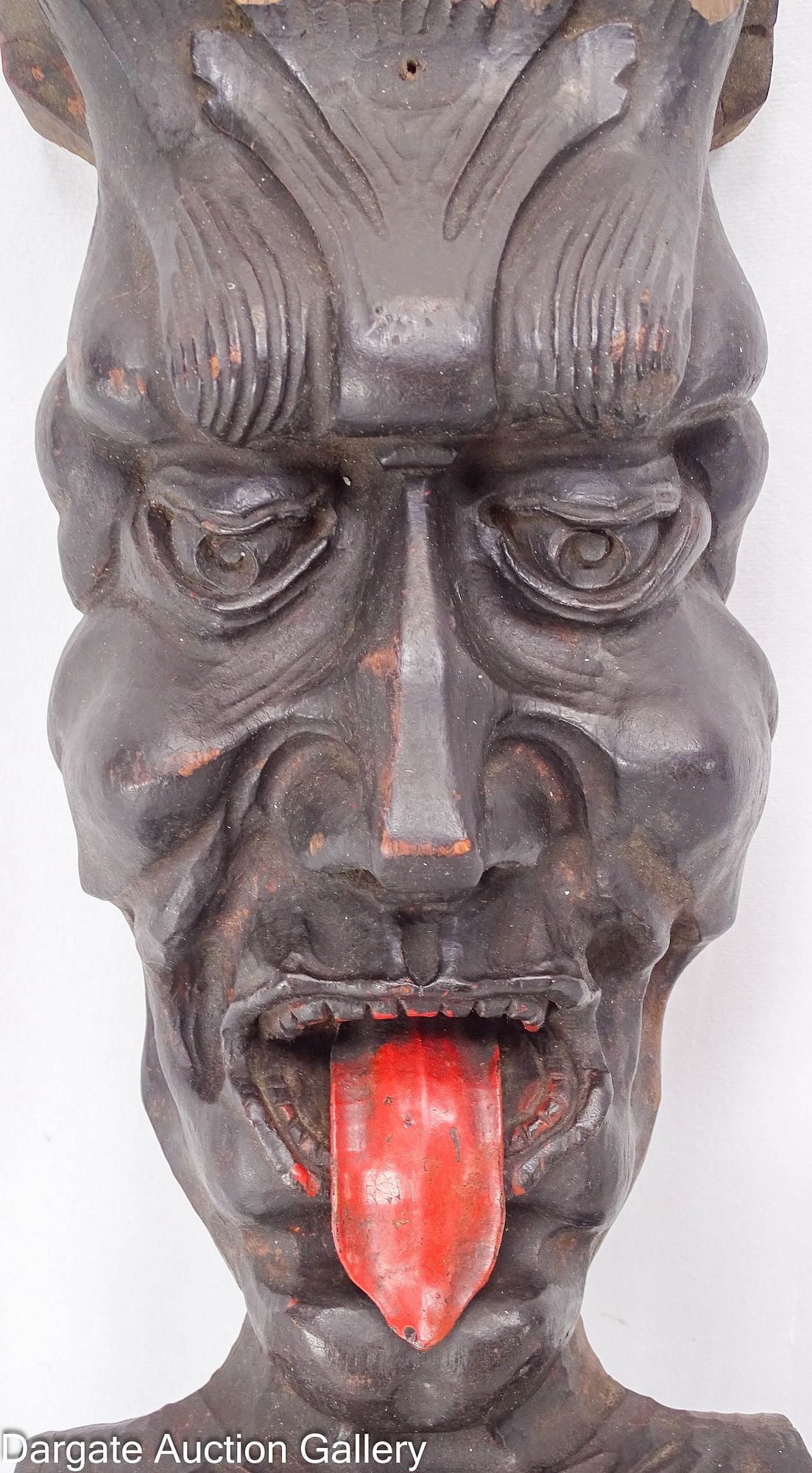 ANTIQUE CARVED OAK DEVIL FACE CORBEL (1 of 12)