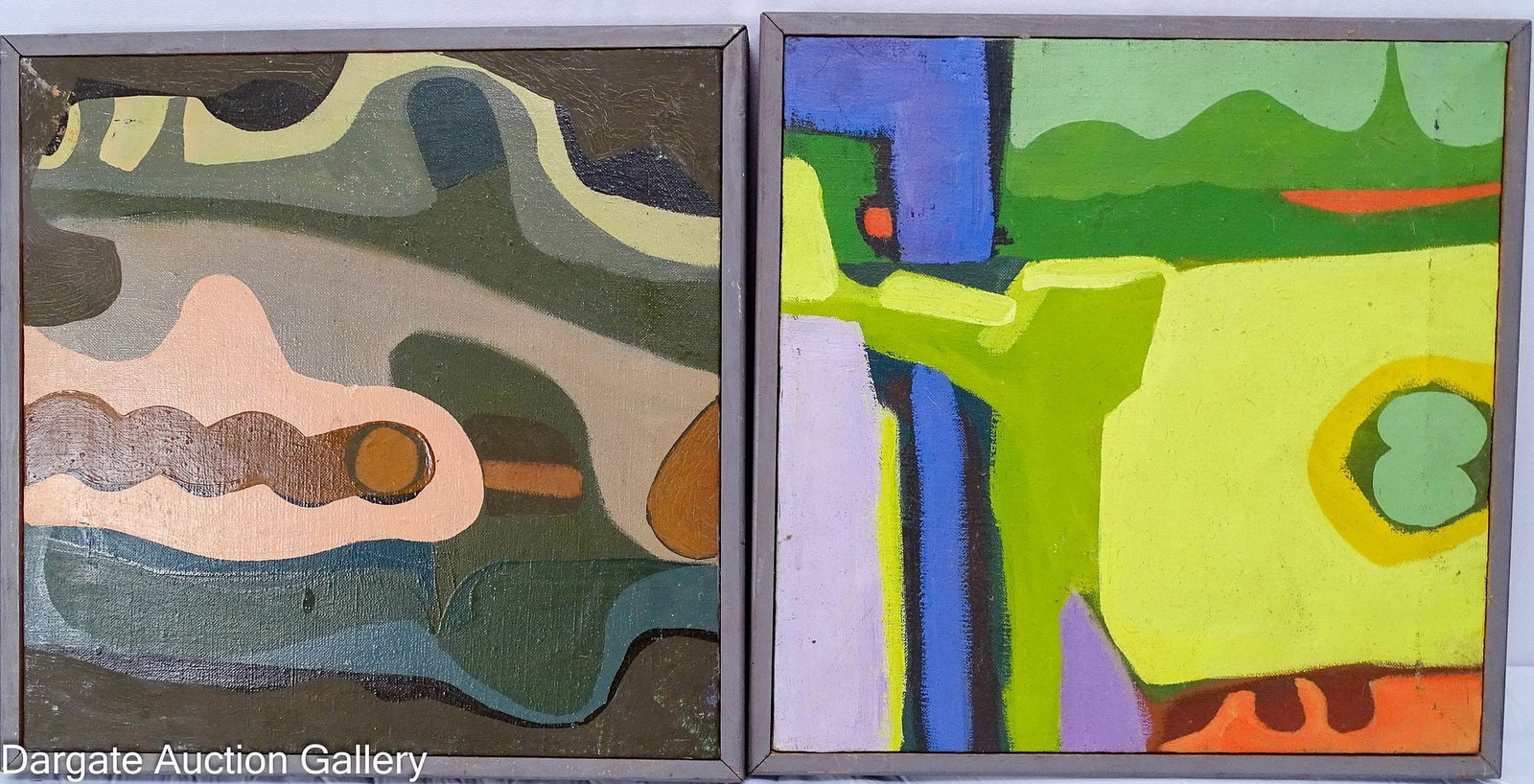 PAIR OIL ON CANVAS SIGNED ABSTRACTS (1 of 4)