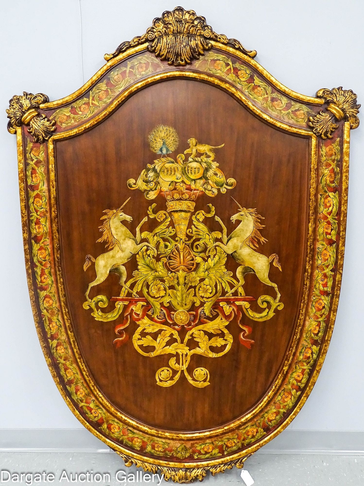 LATE 20th C HAND PAINTED COAT OF ARMS WALL PLAQUE (1 of 8)