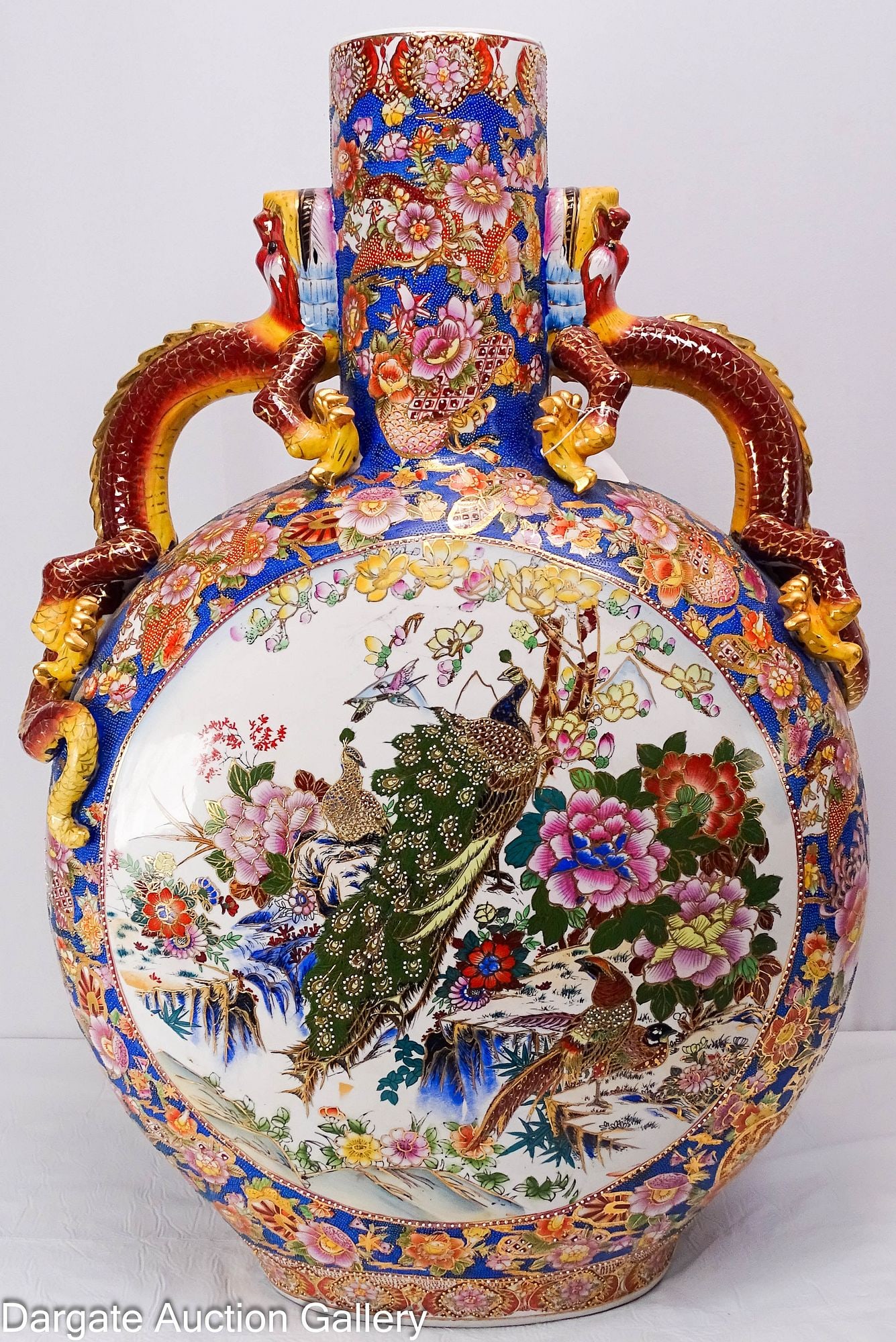 MONUMENTAL JAPANESE SATSUMA STYLE MOONFLASK FLOOR VASE (1 of 8)