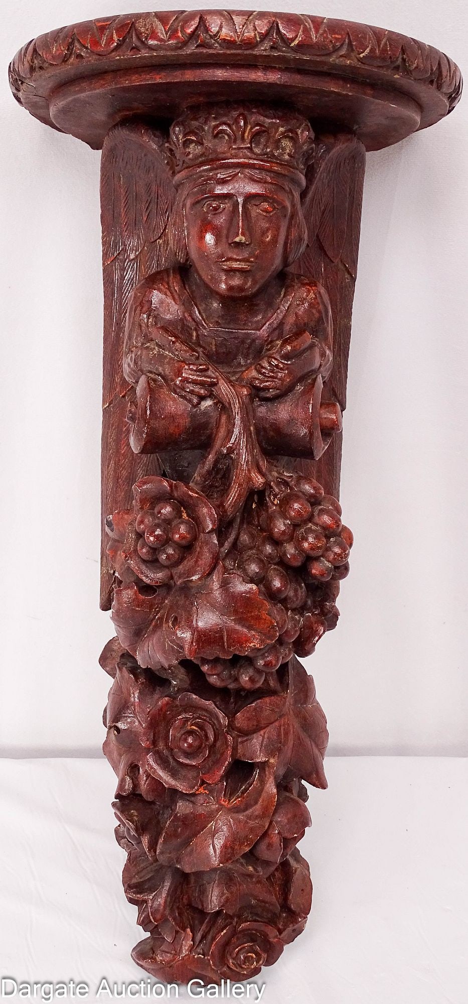 WINGED FIGURE POTTERY PLASTER WALL SCONCE TUDOR STYLE (1 of 6)