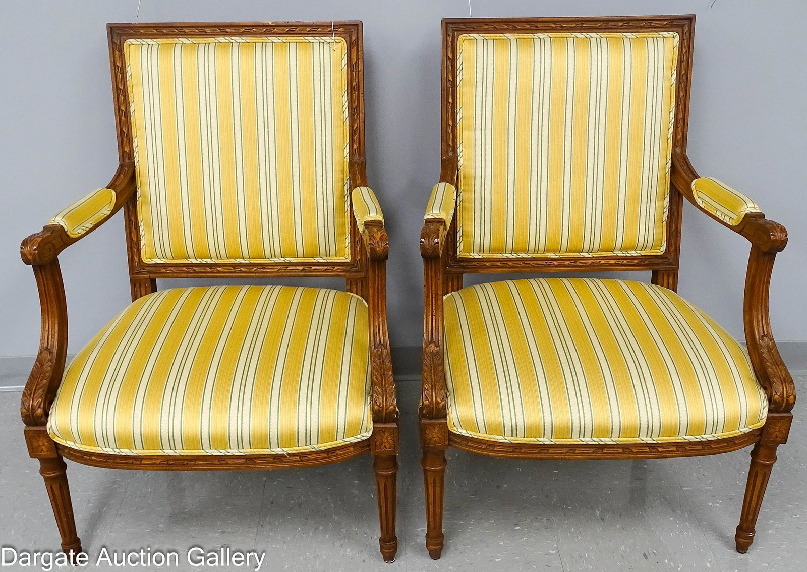 PAIR LOUIS XVI FAUTEUIL ARM CHAIRS (1 of 5)