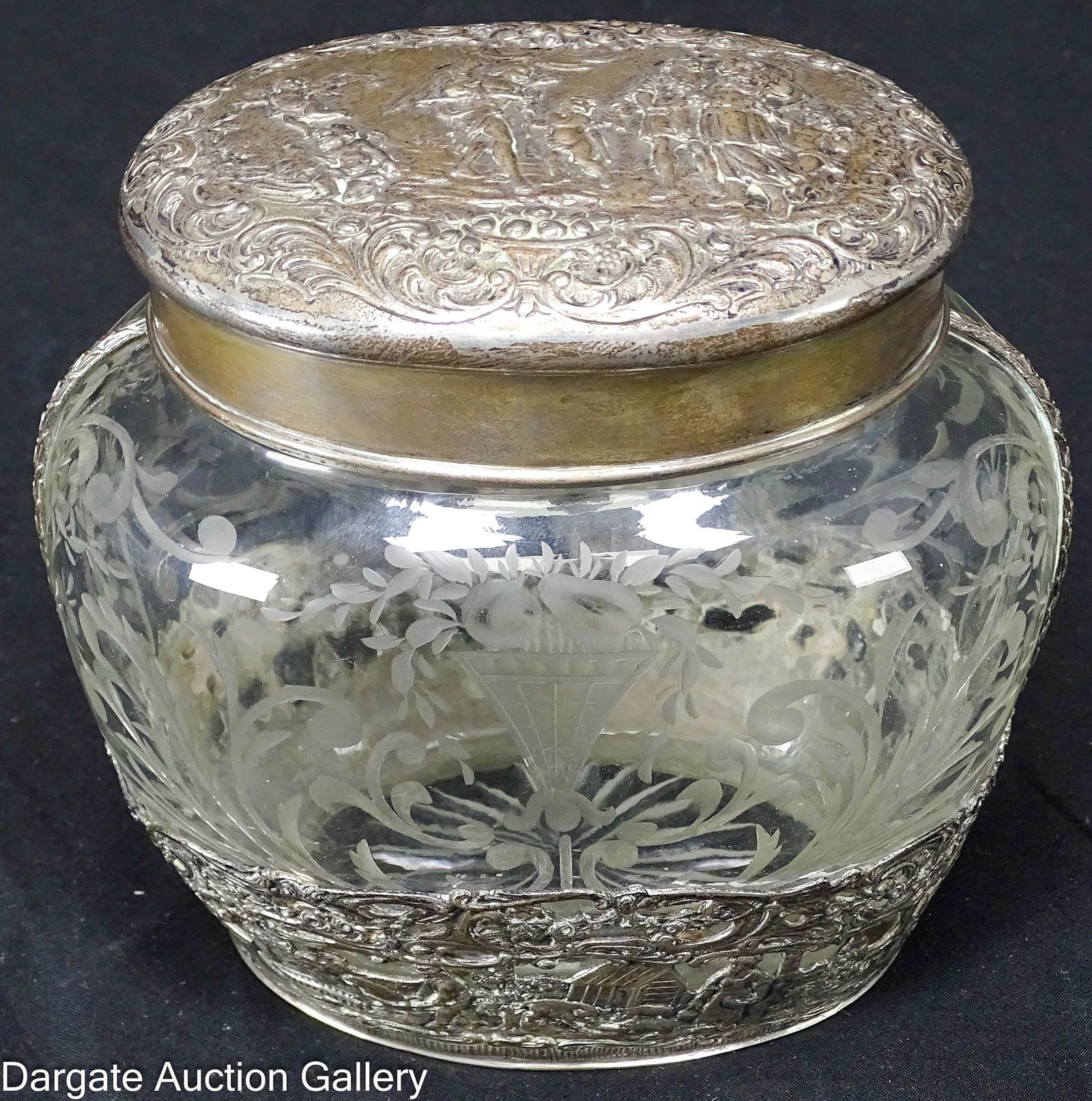 EUROPEAN 800 SILVER MOUNTED CUT GLASS JAR (1 of 10)