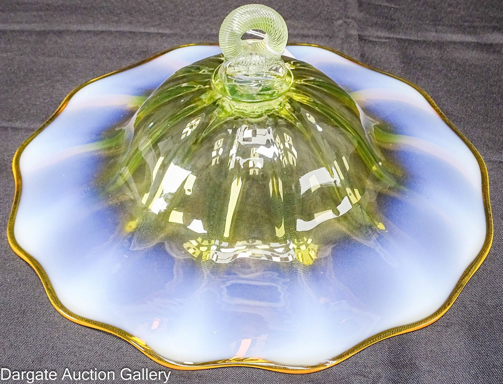 ANTIQUE TOPAZ OPALESCENT URANIUM GLASS SMOKE BELL (1 of 5)