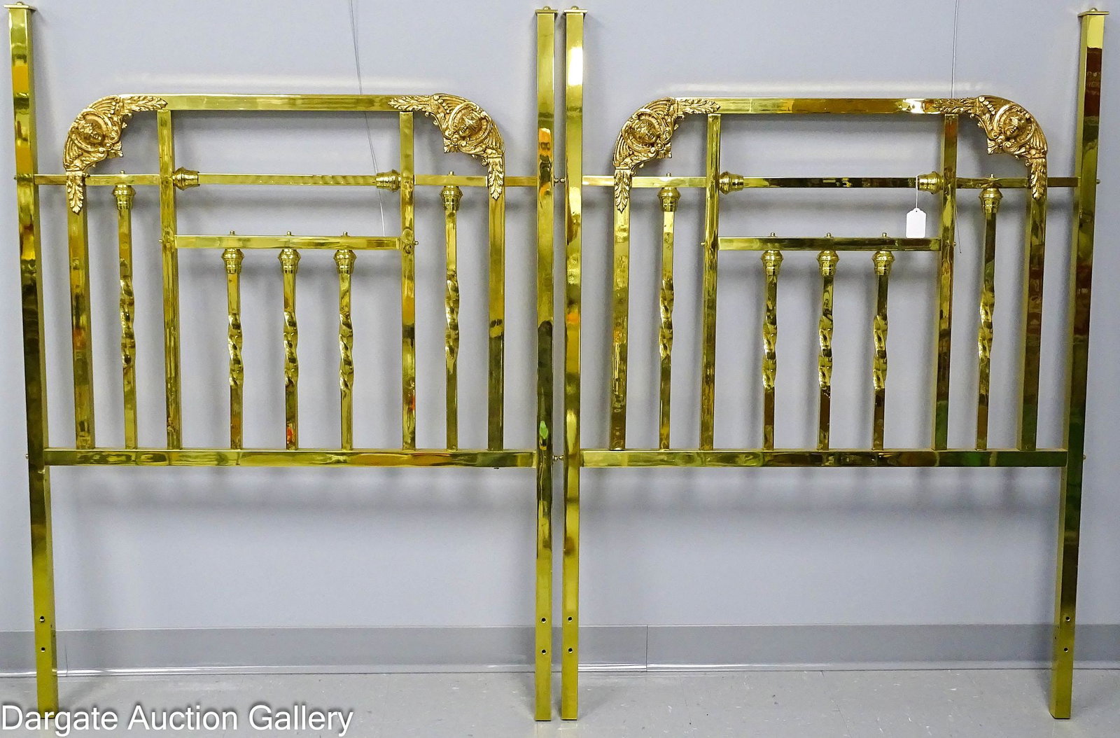 PAIR SINGLE VICTORIAN BRASS BED HEADBOARDS (1 of 6)