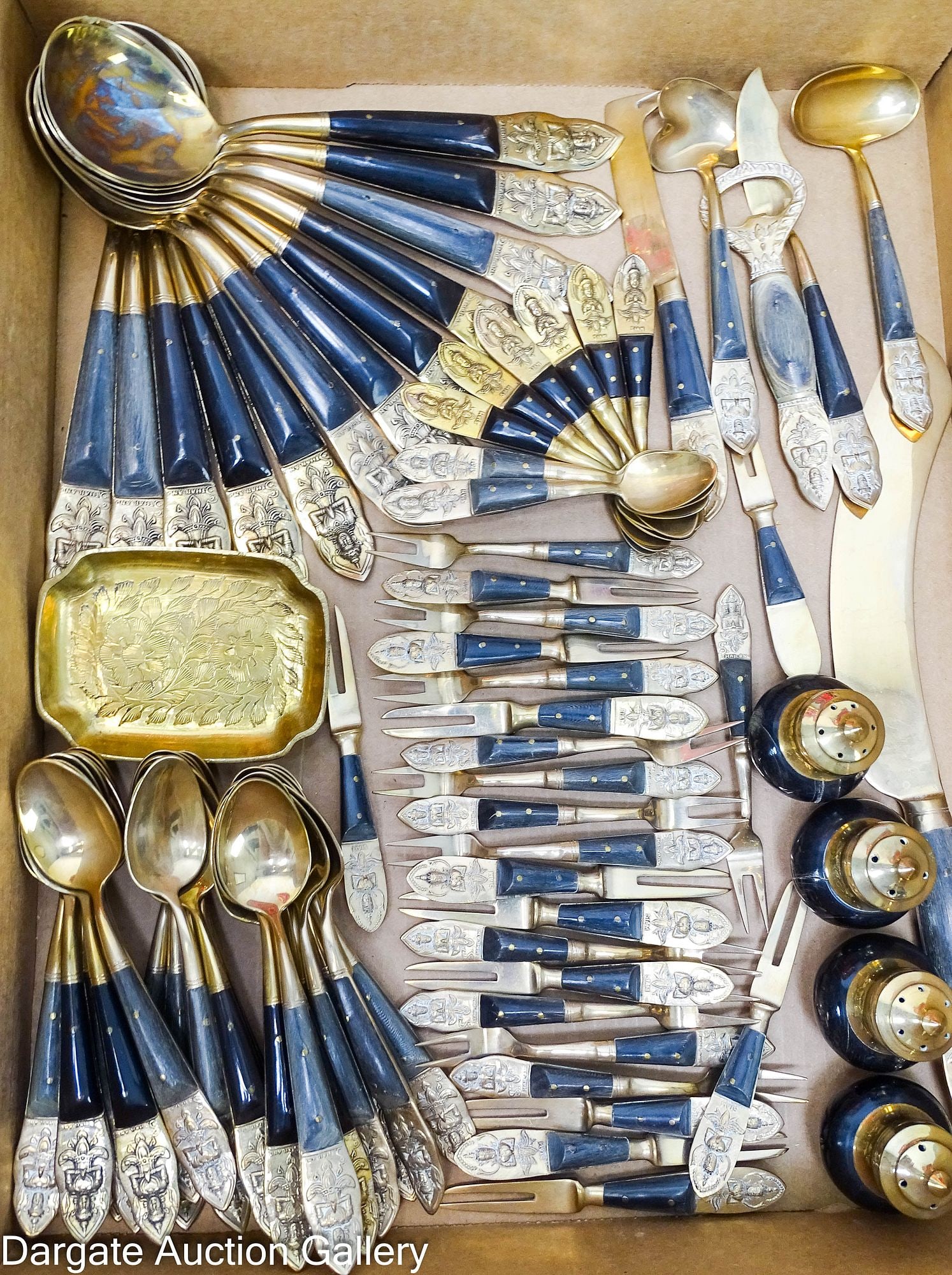 175pc SIAM BRASS FLATWARE SET with BOX (1 of 14)