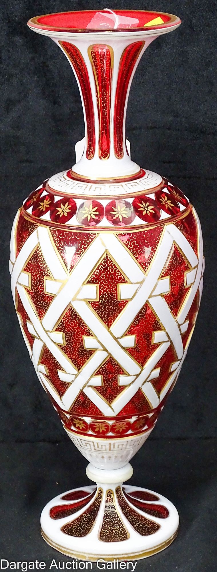 MOSER CRANBERY AND WHITE CUT TO CLEAR VASE (1 of 7)