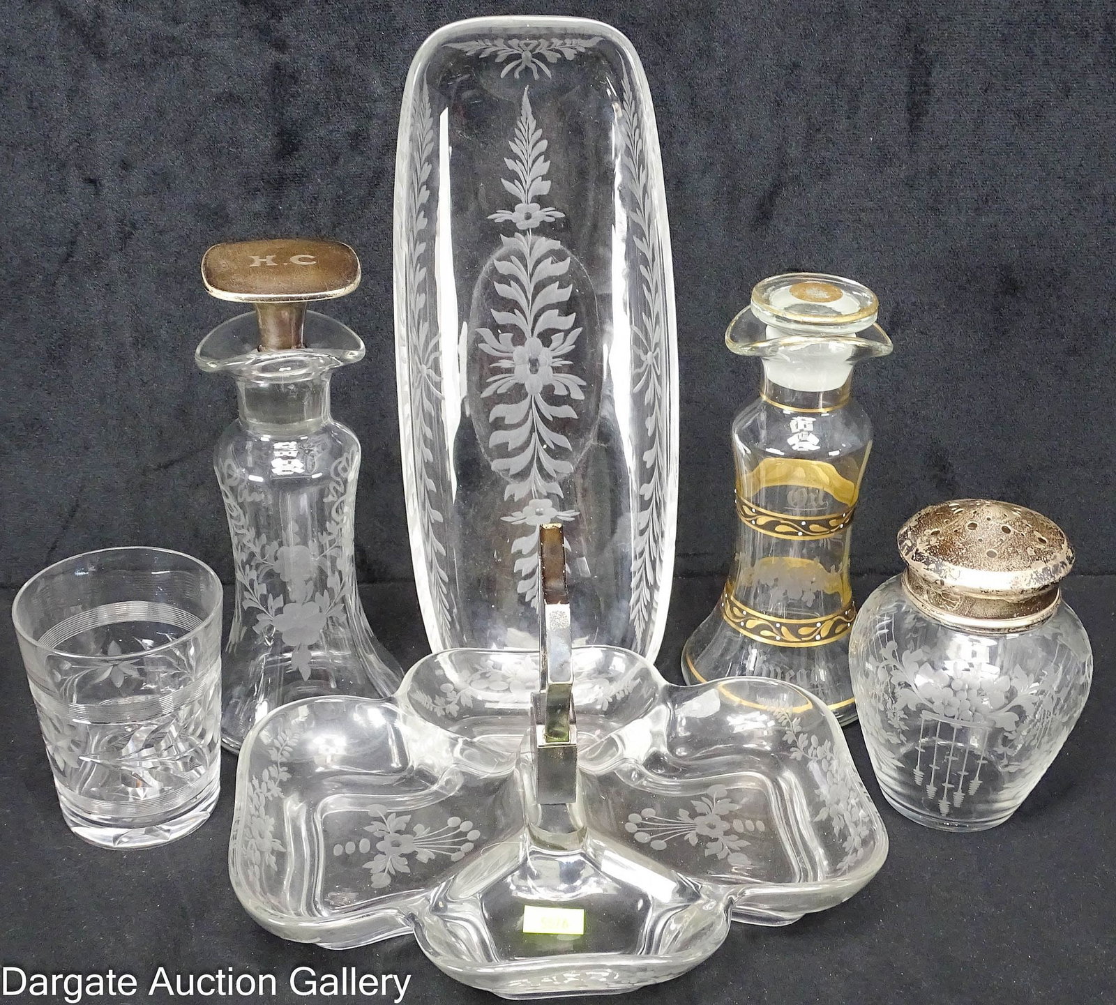 6pcs SIGNED HAWKES WHEEL ETCHED GLASSWARE (1 of 5)