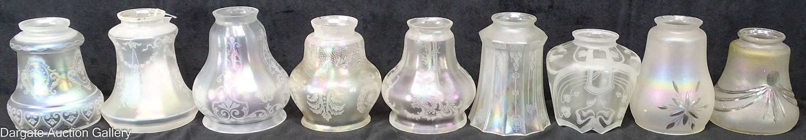 (9) ASSORTED 2.25" FITTER VERRE DE SOIE STYLE GLASS SHADES (1 of 10)