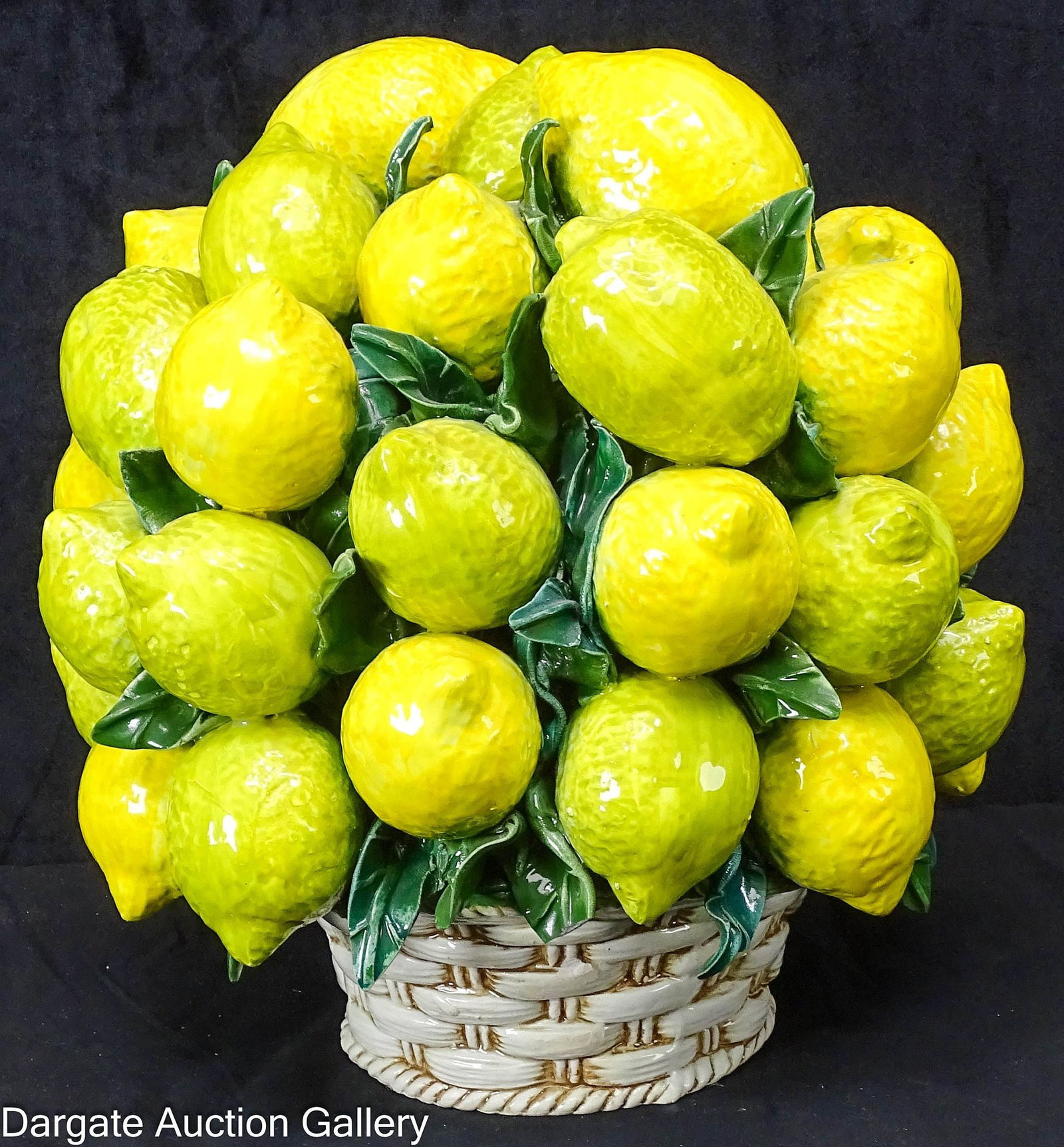 CAPODIMONTE STYLE CERAMIC LEMON BASKET (1 of 6)