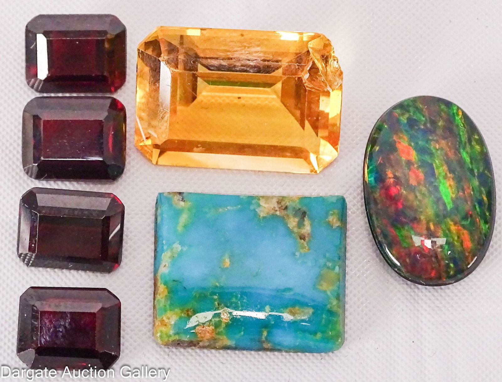 (6) LOOSE GEMSTONES CITRINE GARNET OPAL TURQUOISE (1 of 6)