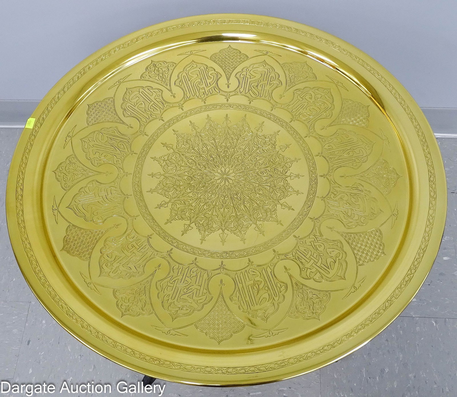 (2) MOROCCAN BRASS TRAY TOP TABLES (1 of 7)