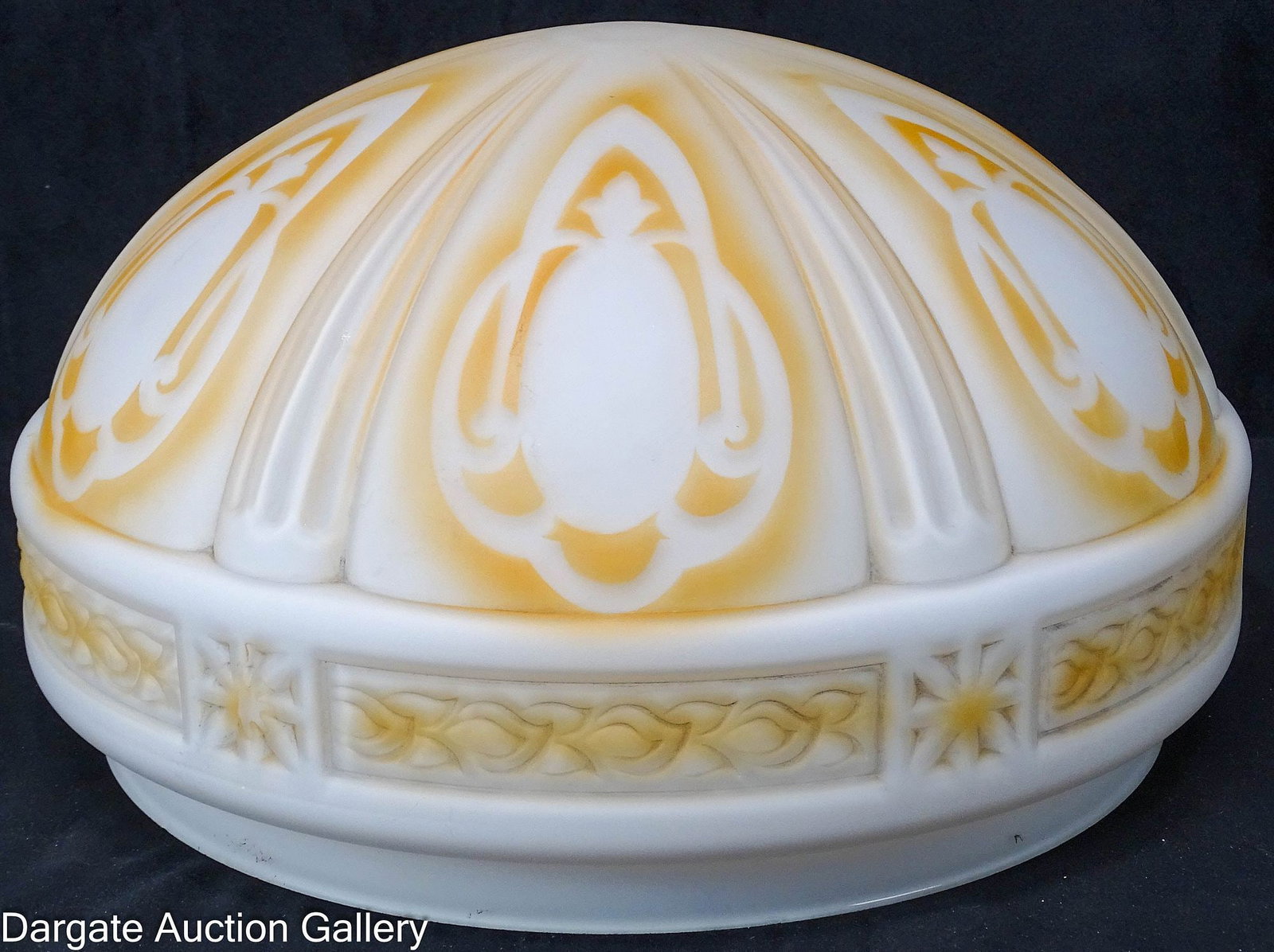 ANTIQUE DECORATED SATIN GLASS DOME SHADES (1 of 4)