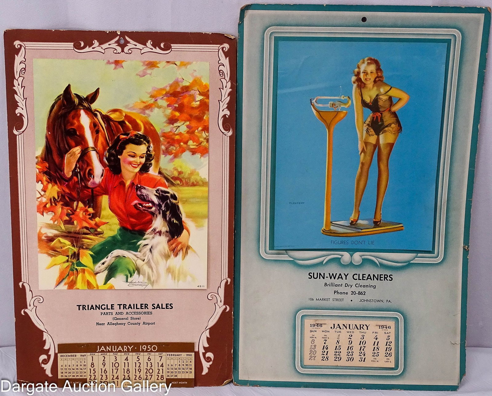 (2) VINTAGE ADVERTISING PIN-UP CALENDARS (1 of 10)