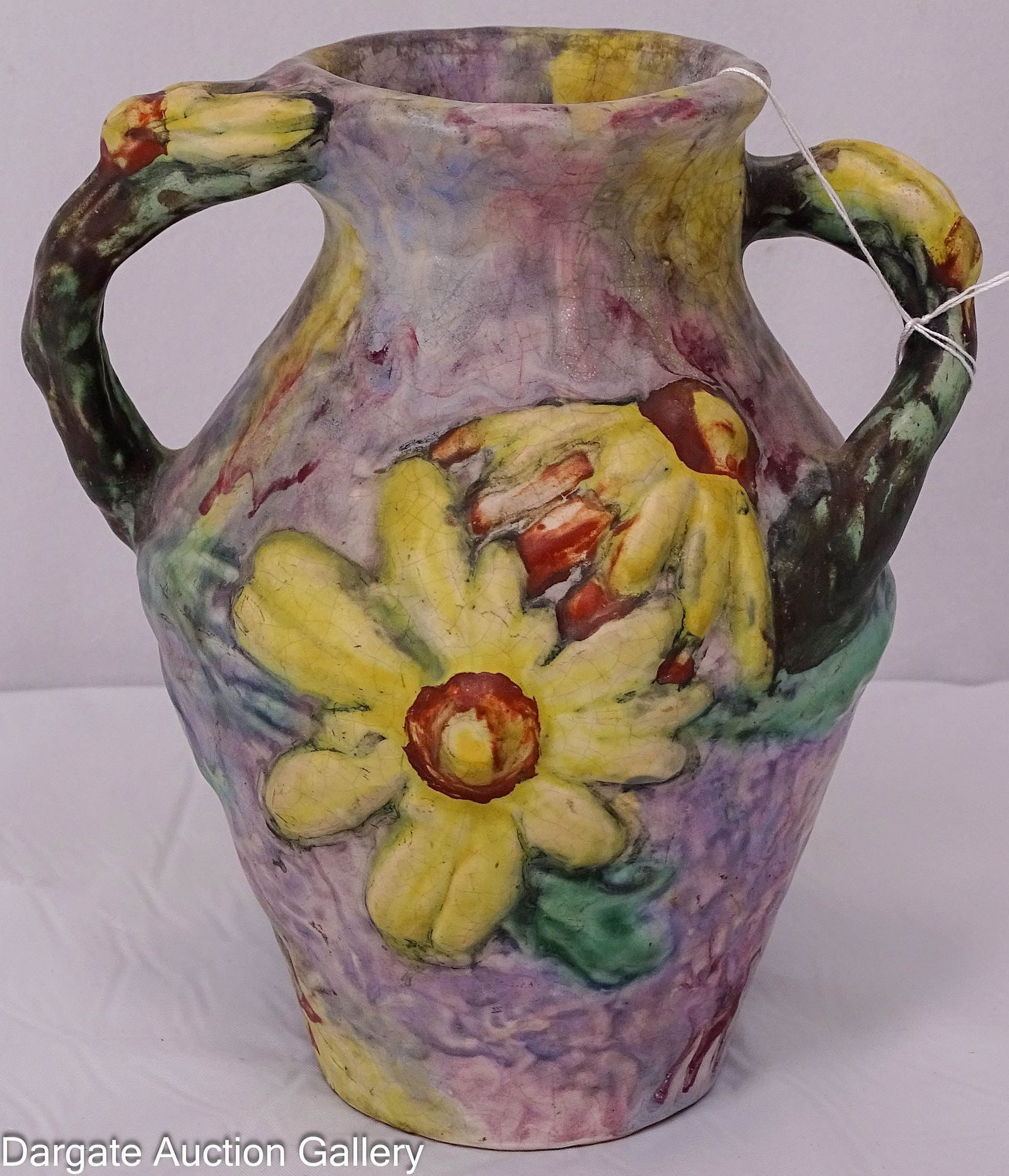 WELLER SILVER TONE ART POTTERY VASE (1 of 5)