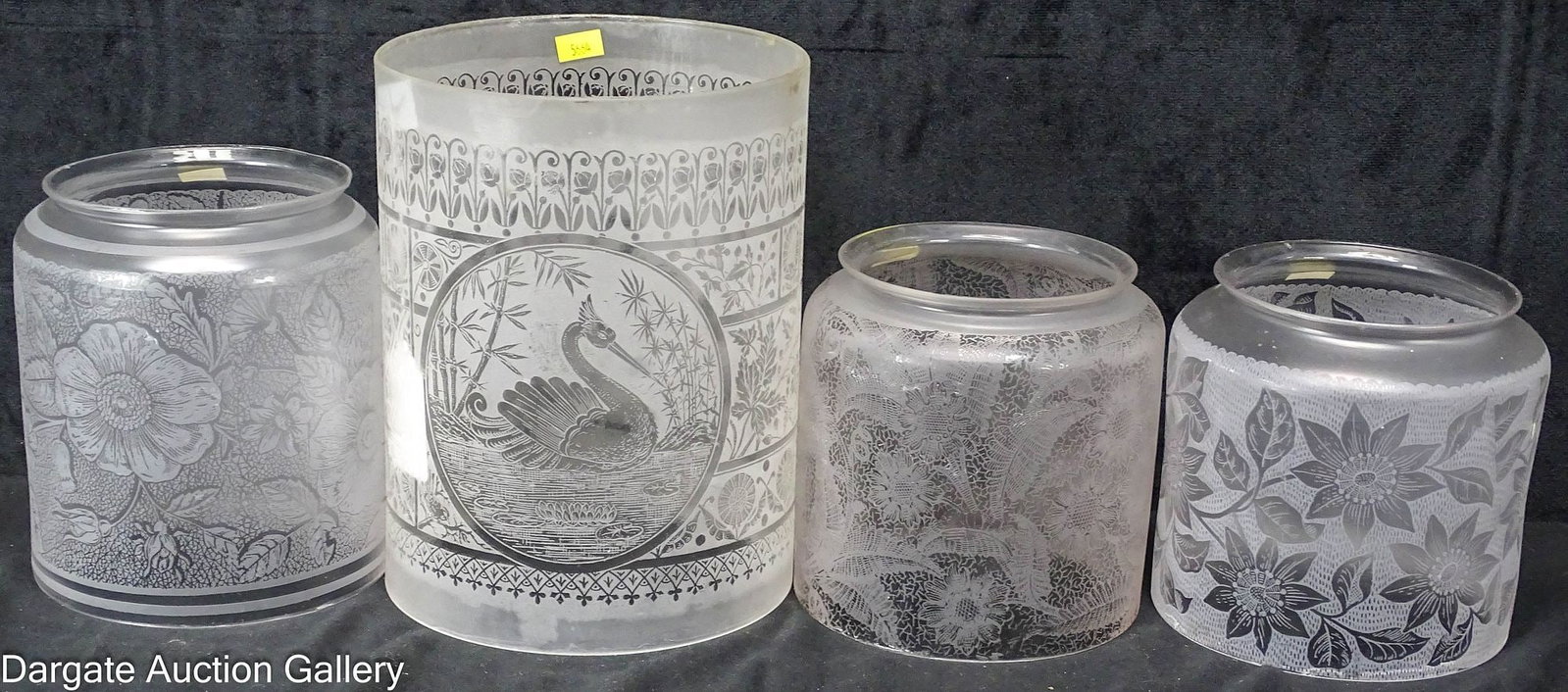 (4) VICTORIAN ACID ETCHED LIGHT SHADES (1 of 8)