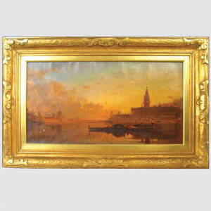 2203: FELIX ZIEM VENETIAN OIL. 19th c. Oil on
