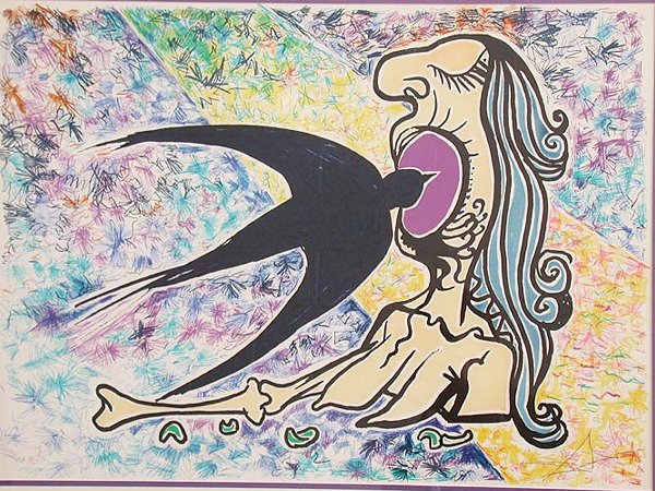 1015 DALI LITHOGRAPH. Woman swallowing - 2