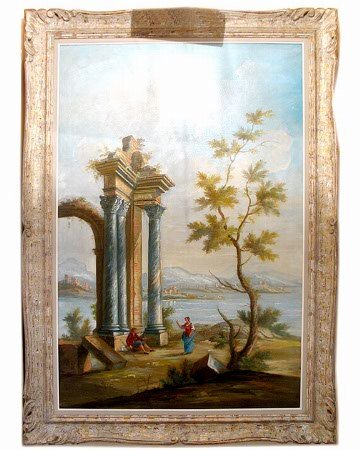R. POGGE CLASSICAL SCENE. 20th c. Oil on canvas