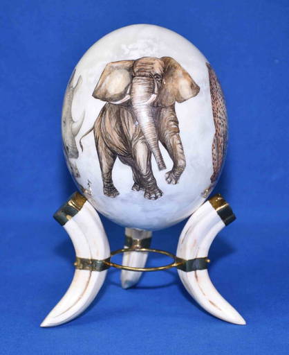 Hand Painted Ostrich Egg From South Africa With