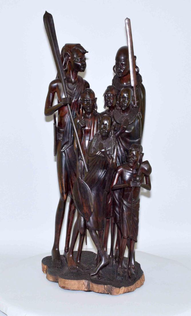 MUENDO ROSEWOOD CARVING OF 7 TRIBESMAN - Signed (1 of 6)