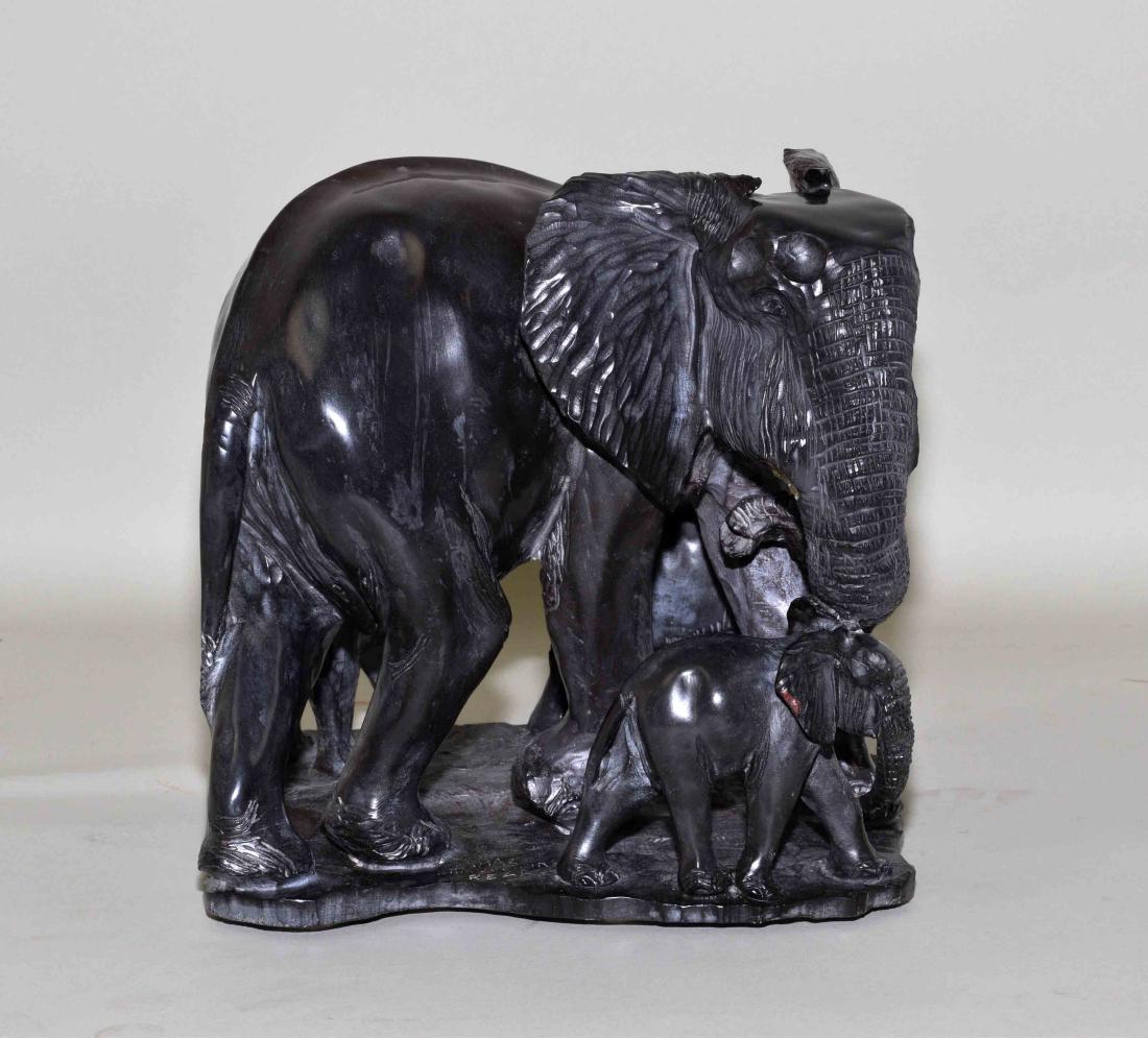 THOMAS SHIKUMBIRIKE CARVED STONE ELEPHANT FAMILY (1 of 5)