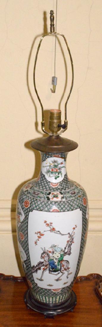ORIENTAL VASE LAMP - Figural and scenic panels with (1 of 4)