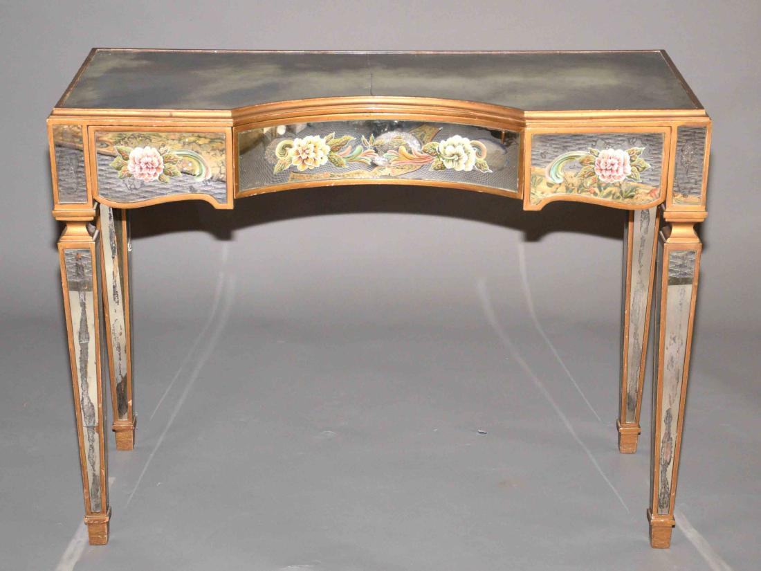 VINTAGE MIRRORED VANITY - Hand painted flowers; (1 of 4)