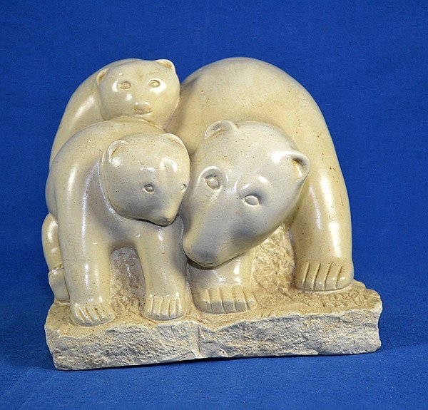 DEBRA SCHAFFER ''BEAR FAMILY'' ALVESTONE SCULPTURE - (1 of 5)