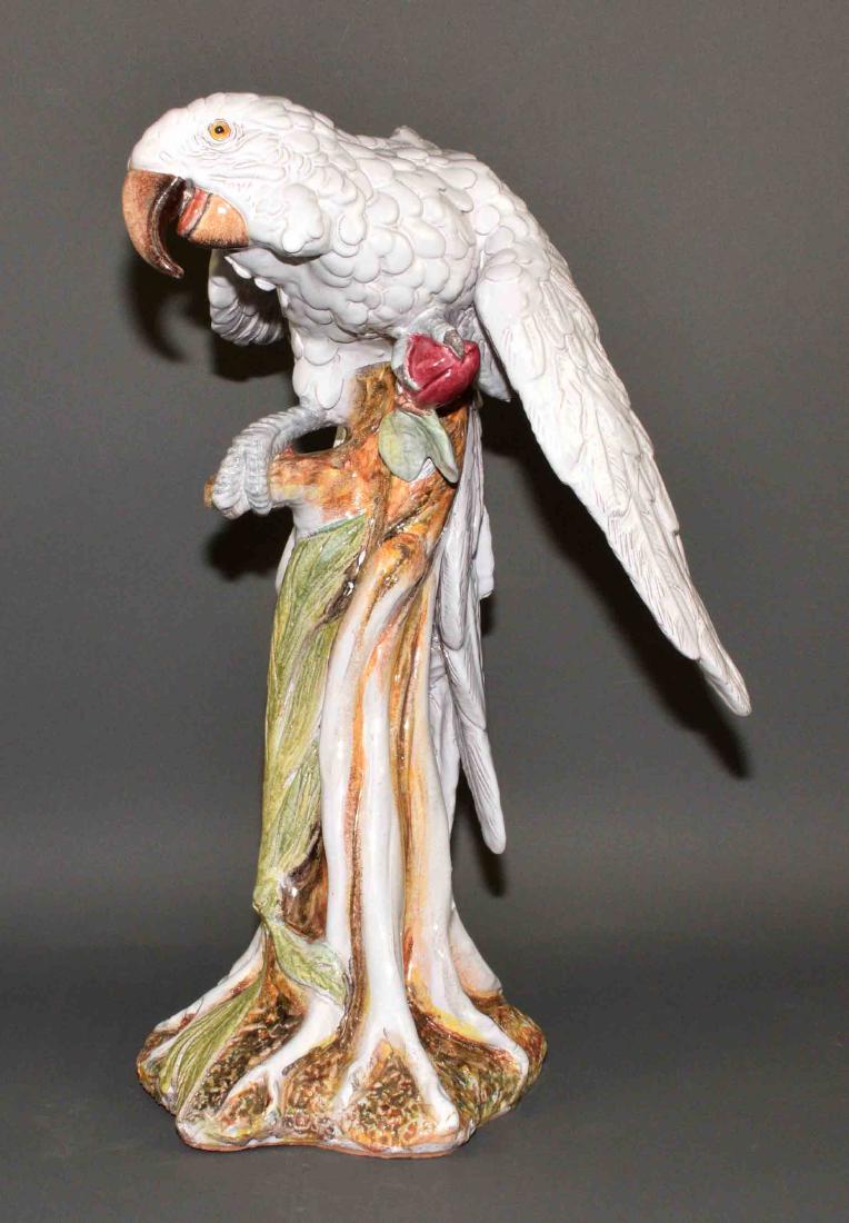 ITALIAN TERRACOTTA POTTERY GLAZED PARROT - Large parrot (1 of 8)