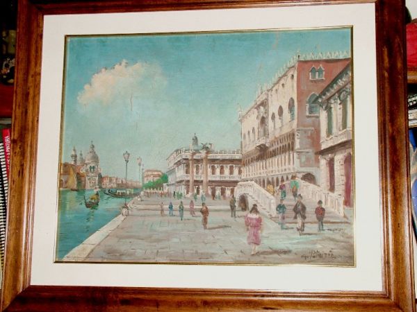 Italian antique signed painting Venice: Beautiful oil on canvas of Venice, Italy, impressionist style ,according to the condition of the oil was painted over 100 years ago ,and signed by G. Patrizio.It is a fantastic original piece, with a