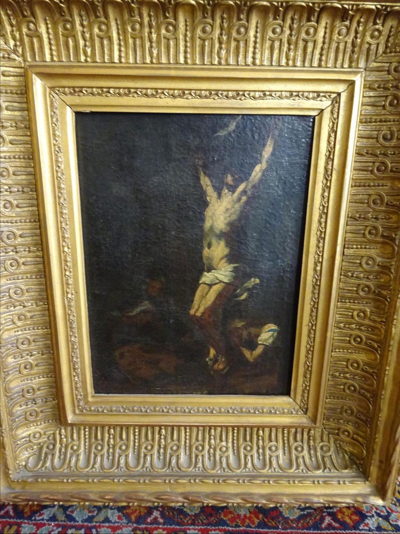 Tableaux anciens: cole franaise du XIXe sicle, suiveur de Pierre-Paul PRUD'HON (Cluny, 1758 - Paris, 1823) Le Christ en Croix Huile sur toile (restaurations anciennes) 33 x 25 cm Note: Reprise d'un grand tableau sign e