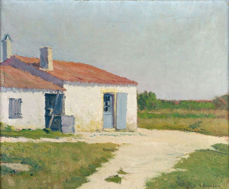 Tableaux modernes: Gaston BOUCART (1878-1962) Le mas Huile sur toile Signe en bas droite 38 x 46 cm (craquelures)