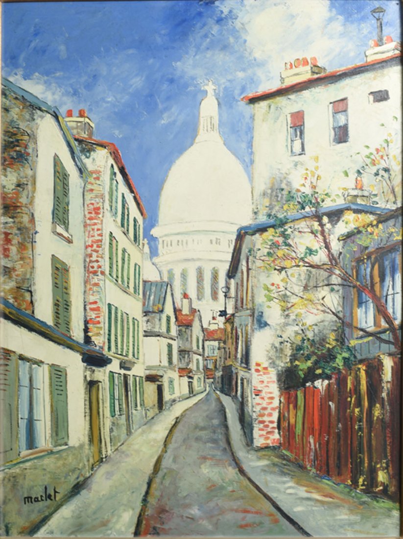 Tableaux modernes: Elise MACLET (1881-1962) "Le Sacr Coeur " Huile sur carton Signe en bas gauche 61 x 46 cm