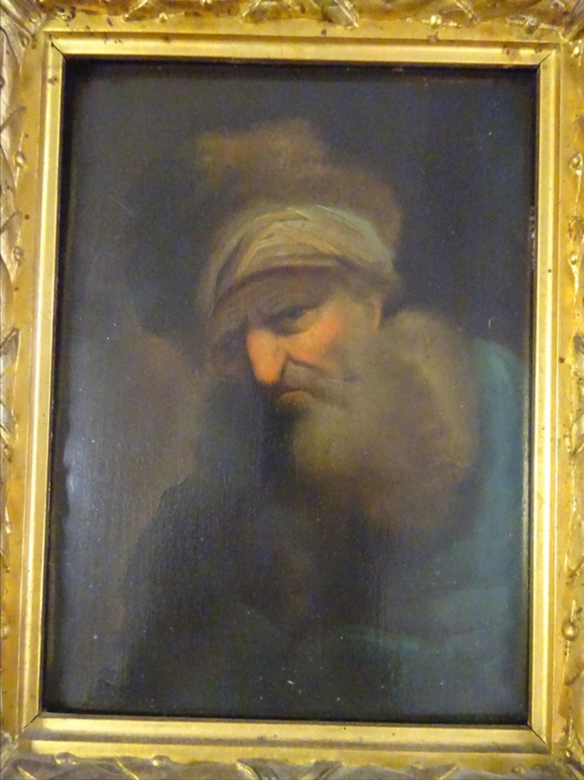 Tableaux modernes: DIETRICH (attribu ) Portrait d'un vieillard au bonnet de fourrure Huile sur panneau 24,5 x 18,5 cm